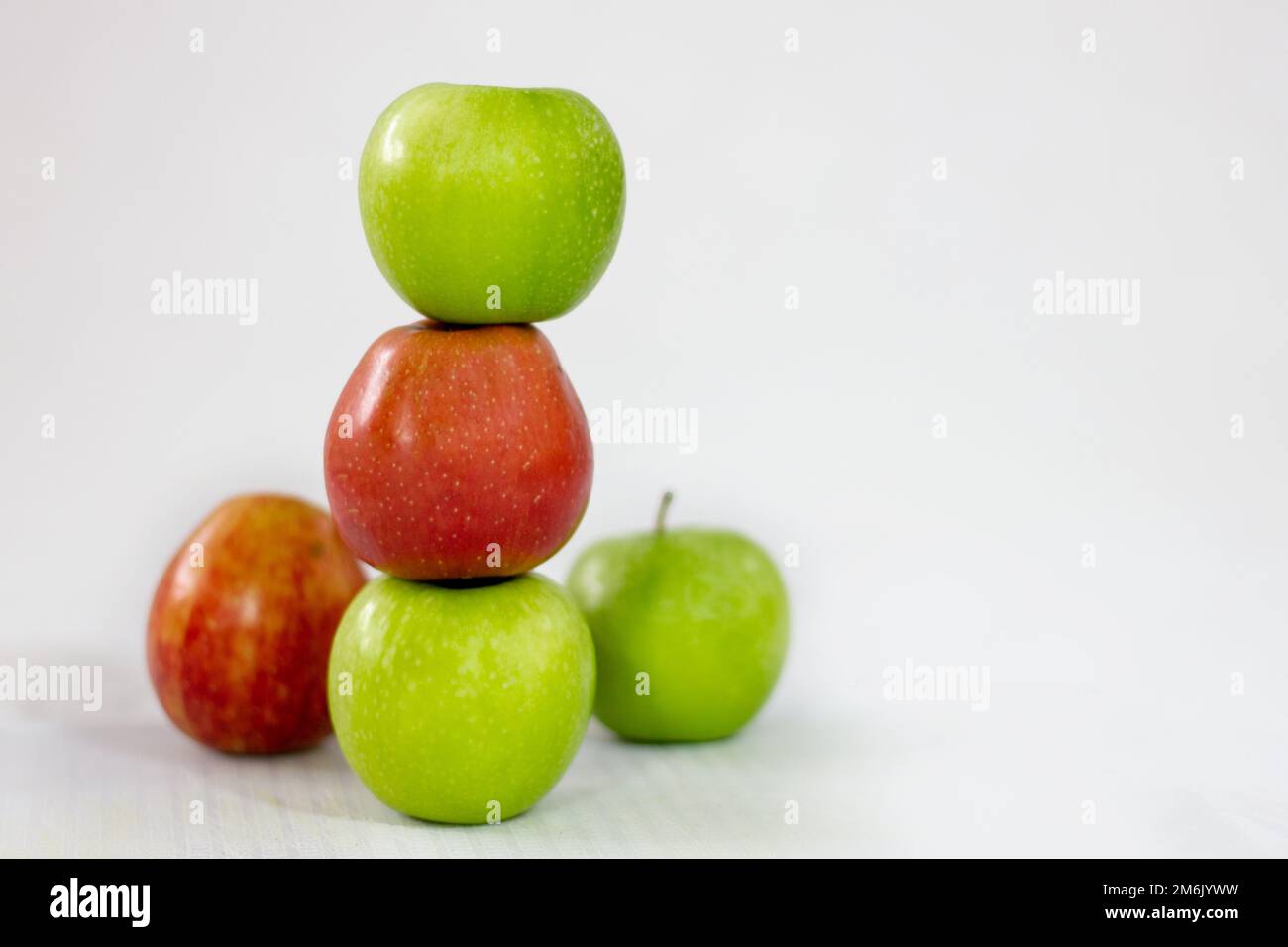 group of apples on white background Stock Photo