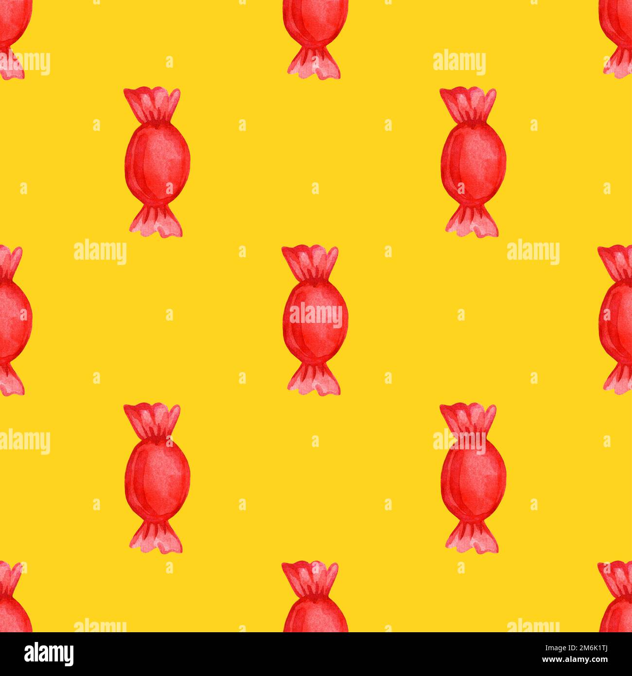 Festive seamless pattern with candy in a red wrapper Stock Photo