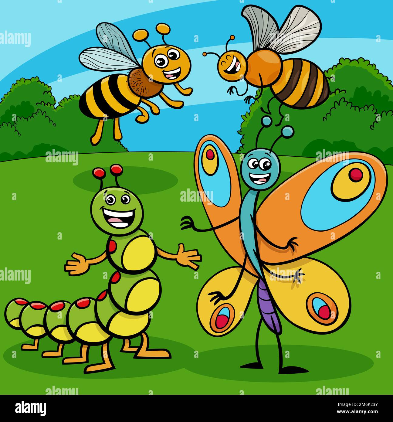 Cartoon insects funny animal characters group Stock Photo - Alamy