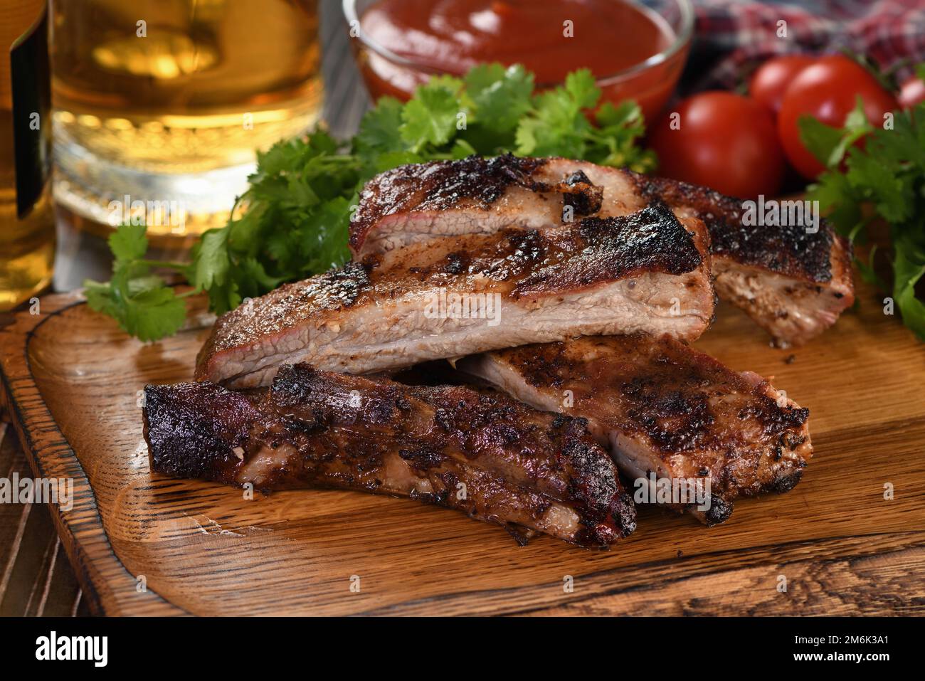 Baked barbecue pork belly Stock Photo Alamy