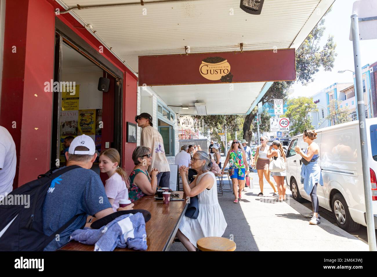 Bondi Sydney, people enjoying coffee and food at Bondi cafe the Gusto