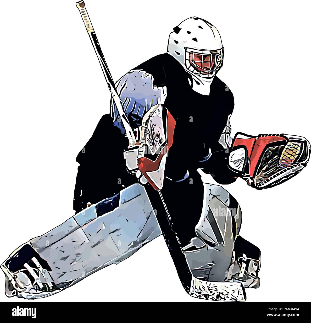 Color image of the goalkeeper of the hockey team Stock Photo