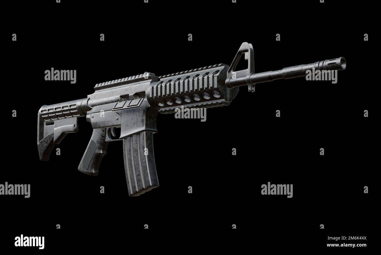 Isolated assault rifle 3d render Stock Photo - Alamy