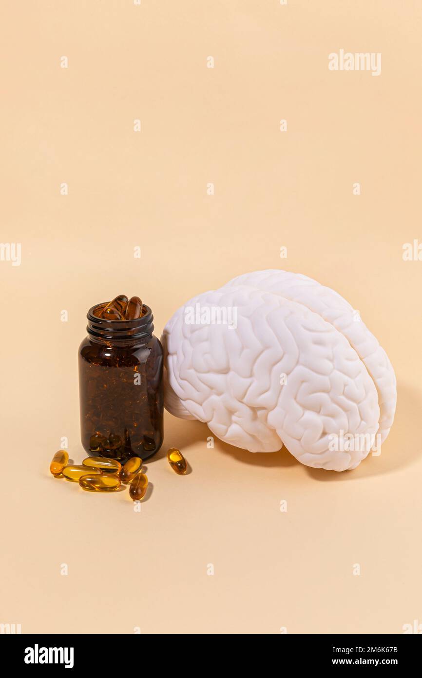 brain health and dementia series brain miniature and omega 3 Stock