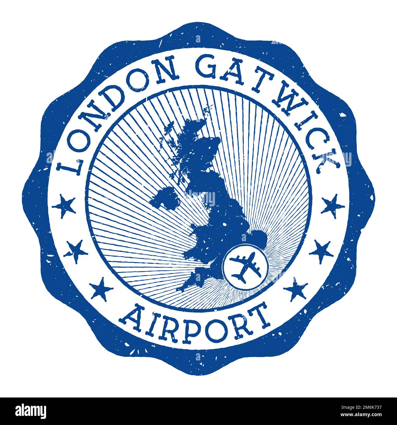 London Gatwick Airport stamp. Airport of London round logo with