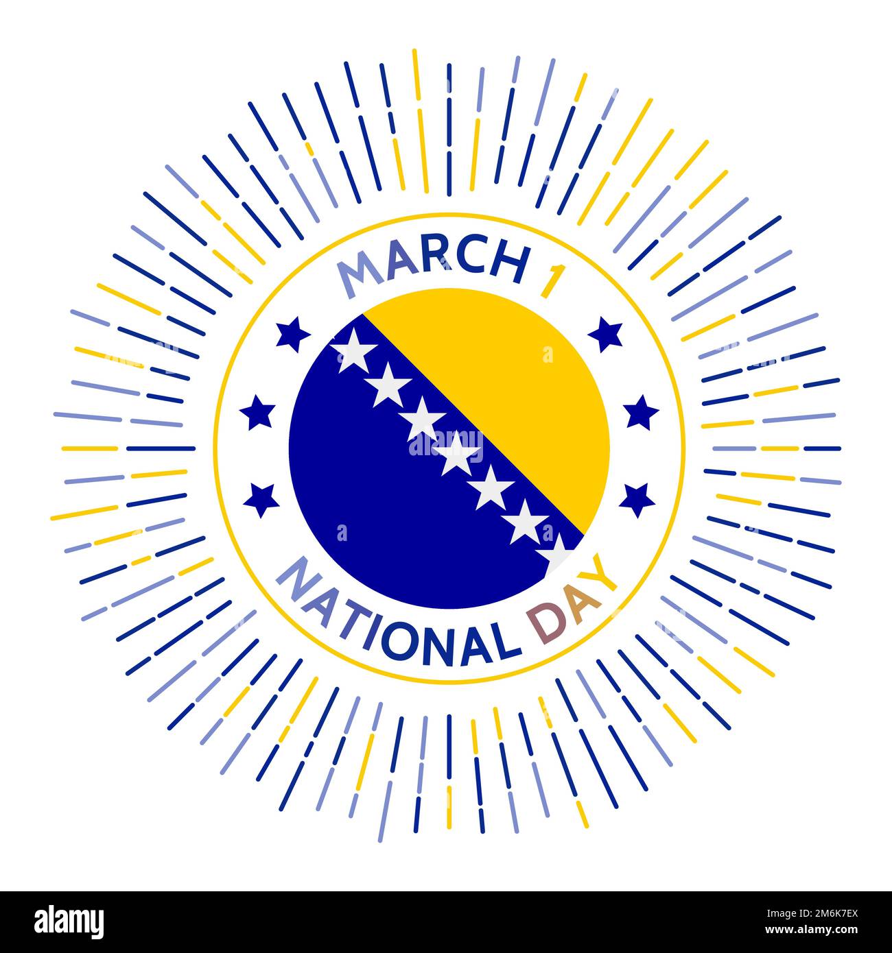 Bosnia national day badge. Independence from the Socialist Federal Republic of Yugoslavia in 1992. Celebrated on March 1. Stock Vector