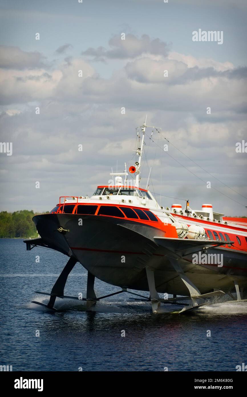 Hydrofoil boat on water Stock Photo Alamy