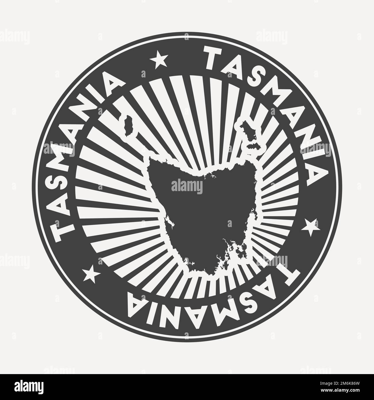 Tasmania round logo. Vintage travel badge with the circular name and map of island, vector illustration. Can be used as insignia, logotype, label, sti Stock Vector