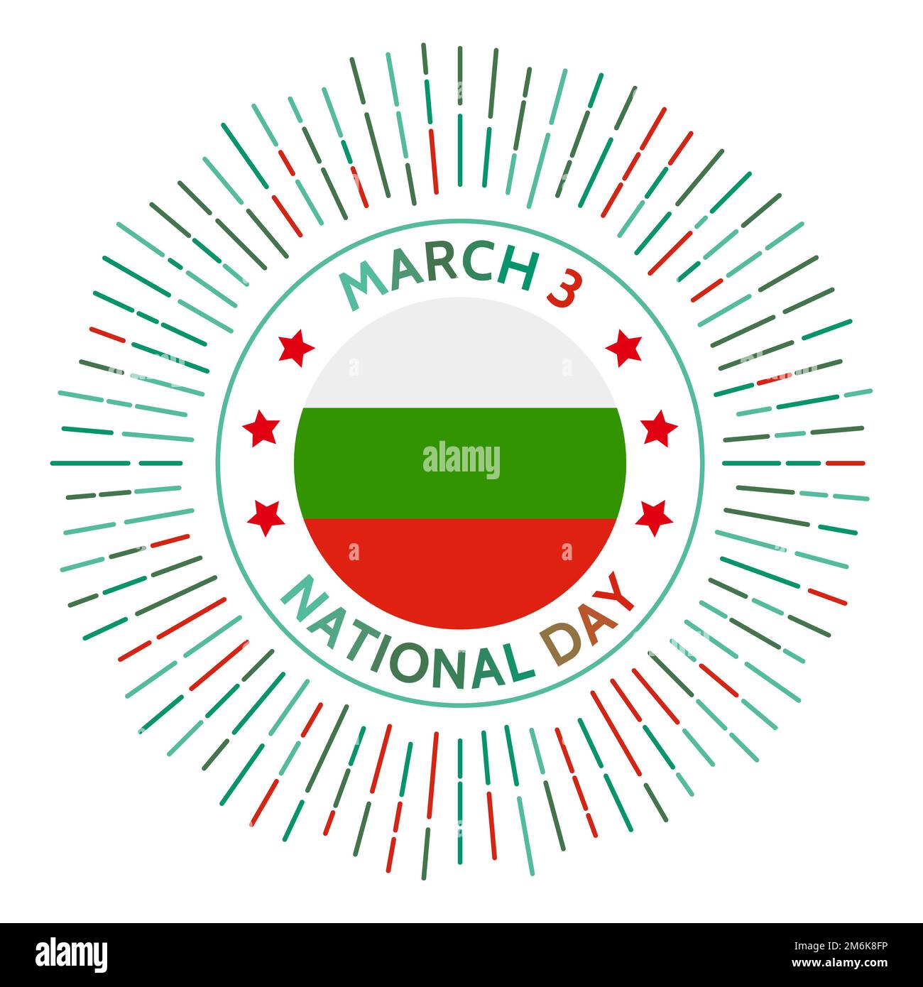 Bulgaria national day badge. Independence from the Ottoman Empire in 1878. Celebrated on March 3. Stock Vector