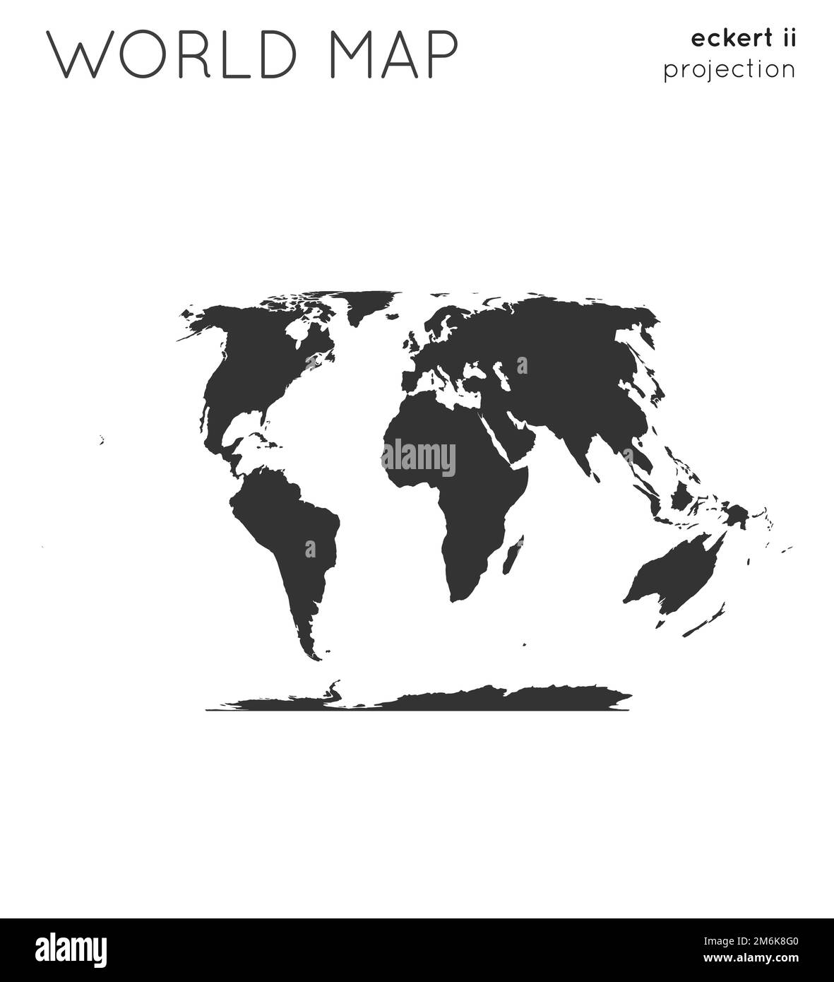 World map. Globe in eckert ii projection, plain style. Modern vector ...