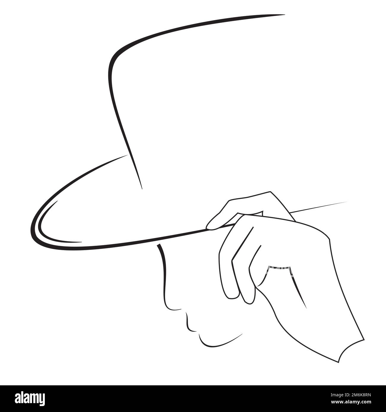Hats contour and silhouette of the hand Stock Photo - Alamy