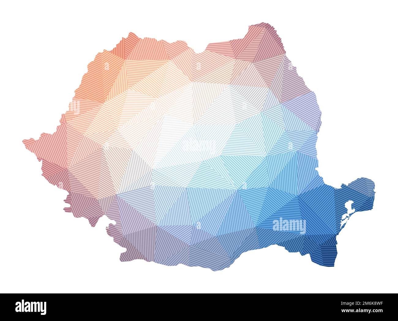 Map of Romania. Low poly illustration of the country. Geometric design ...