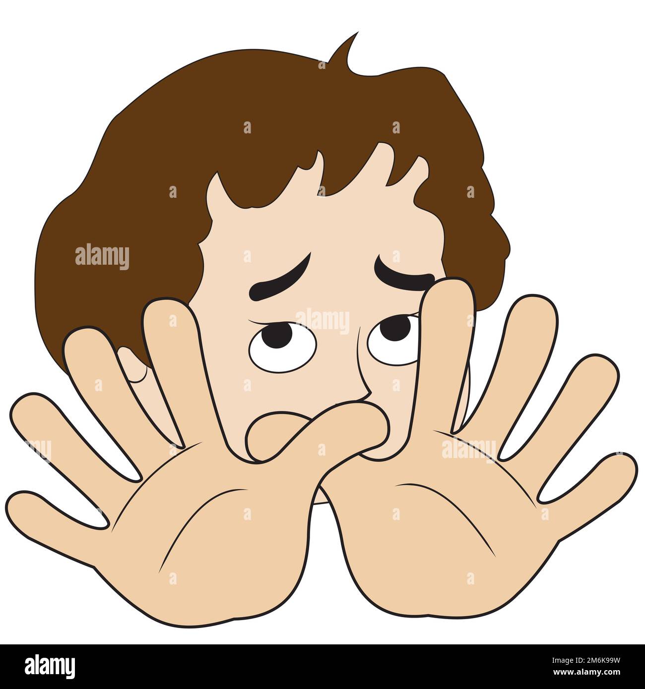 Face hidden behind hands stock photo alamy