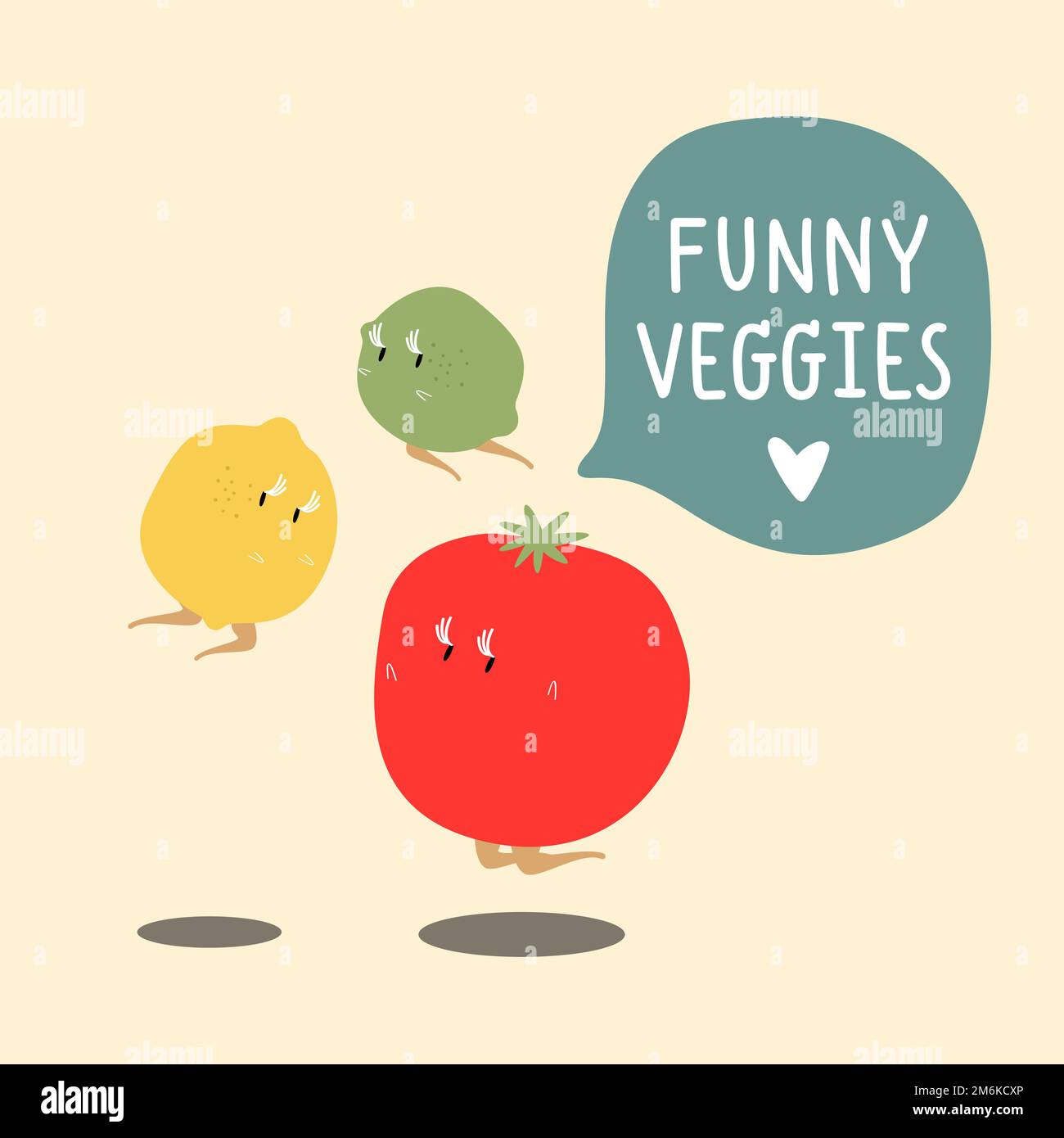 Fresh vegetable cartoon characters set vector Stock Vector Image & Art