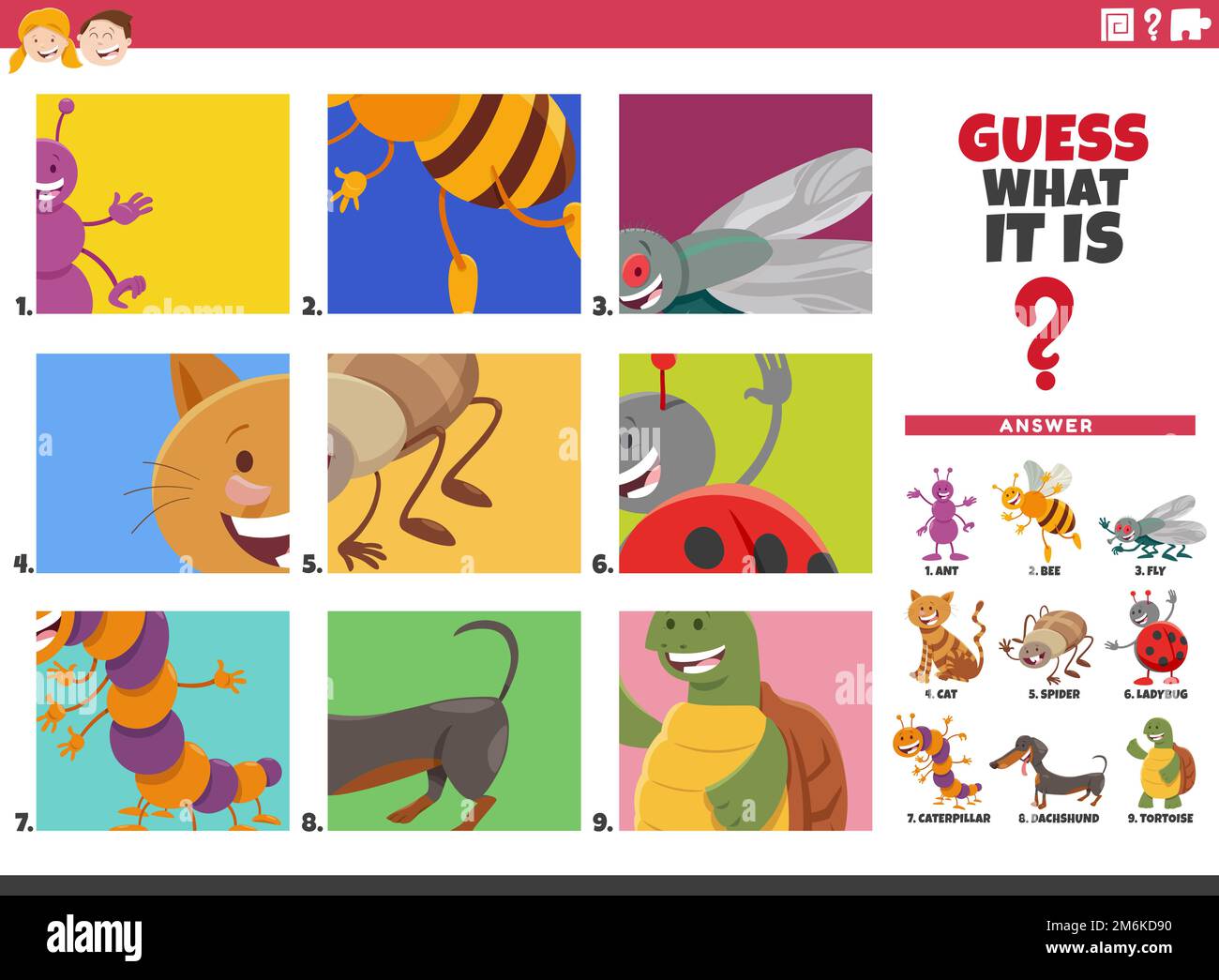 https://c8.alamy.com/comp/2M6KD90/guess-cartoon-animal-characters-educational-game-2M6KD90.jpg