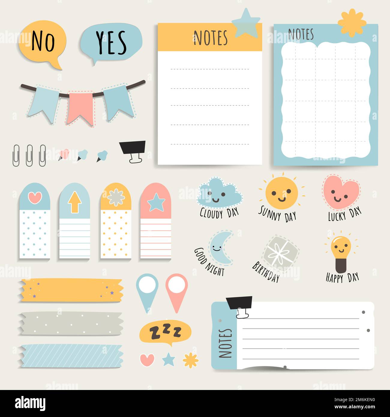 Cute sticky note papers printable set Stock Vector Image & Art Alamy