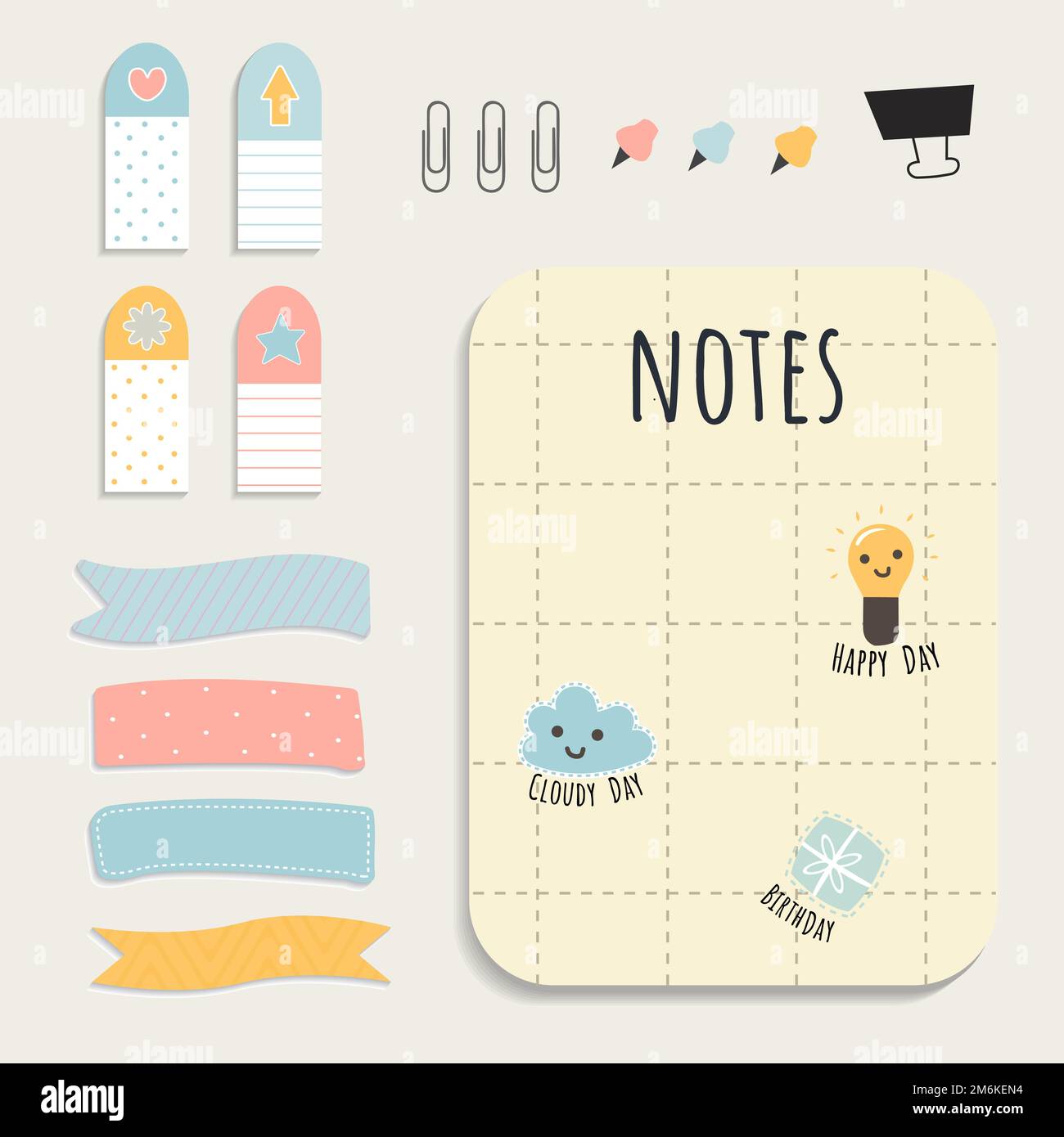 Cute sticky note papers printable set Stock Vector Image & Art Alamy