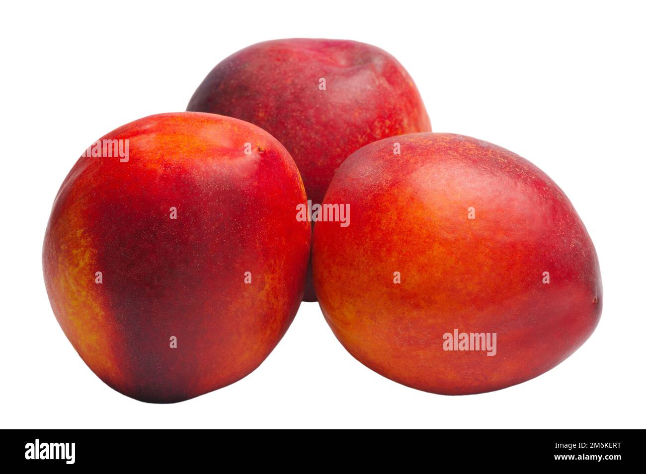 Several nectarines isolated on white background Stock Photo