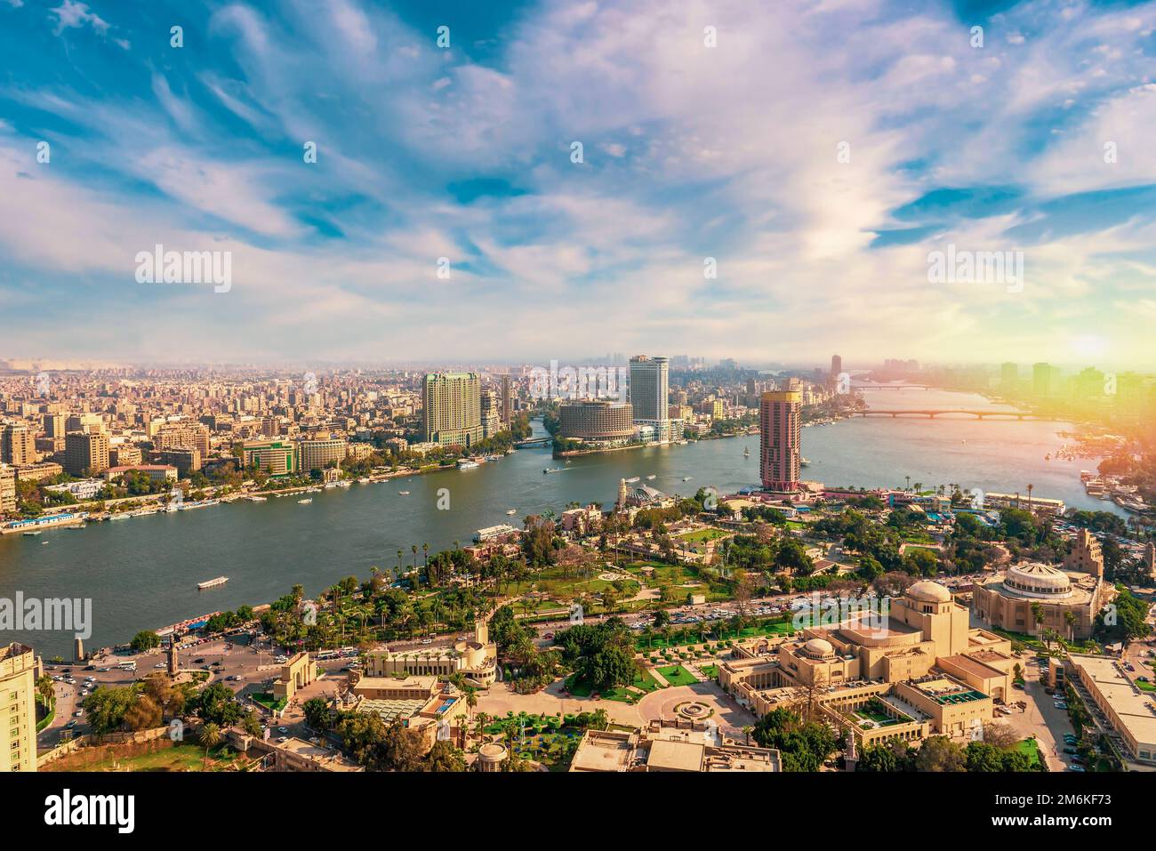 Sunset over cityscape of Cairo Stock Photo
