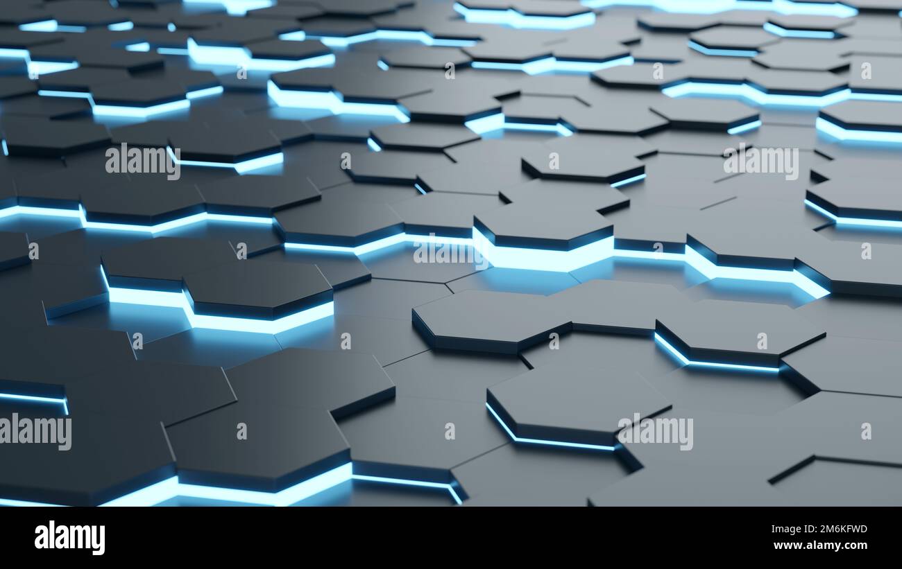 Futuristic and technological hexagonal background. 3d rendering Stock Photo