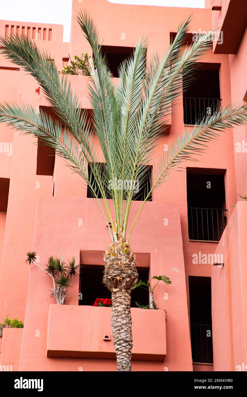 ABAMA, TENERIFE - 01 JUNE, 2022: pink buildings of the Ritz Carlton  Tenerife Stock Photo
