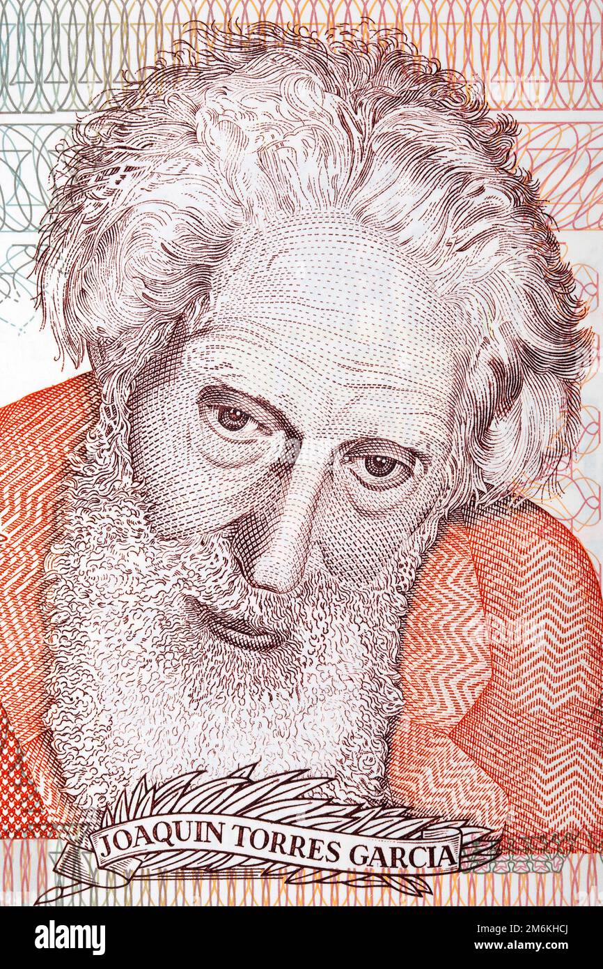 Joaquin Torres Garcia portrait from Uruguayan money Stock Photo