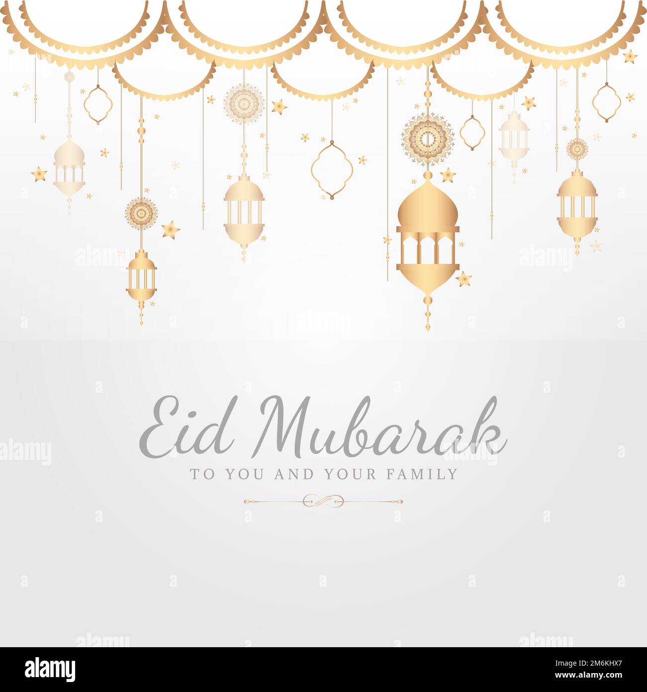 Eid Mubarak card with lanterns pattern background Stock Vector Image ...