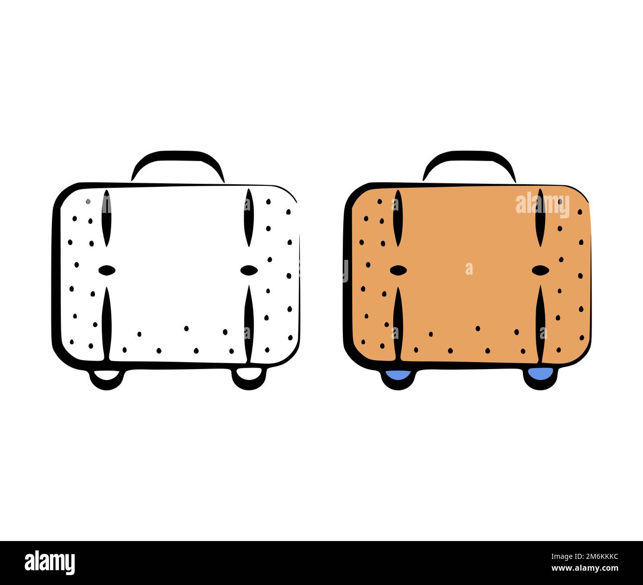 Vector illustration of suitcase, luggage in hand drawn style on white background. Stock Photo