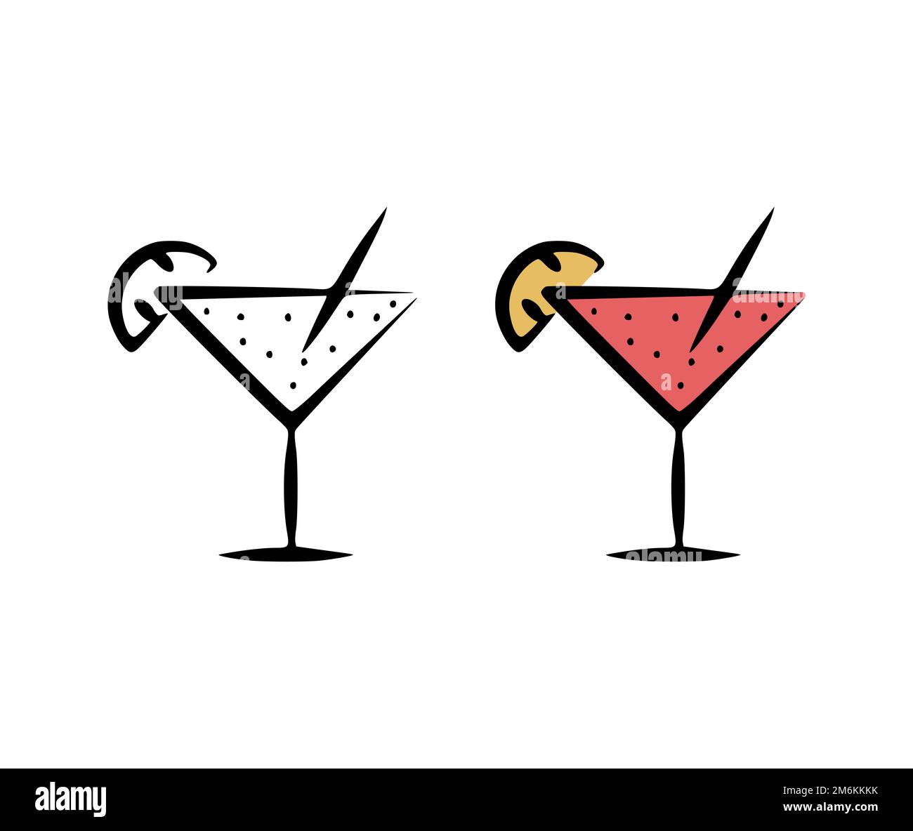 Vector illustration of a cocktail in a glass in a hand drawn style on a white background. Stock Photo