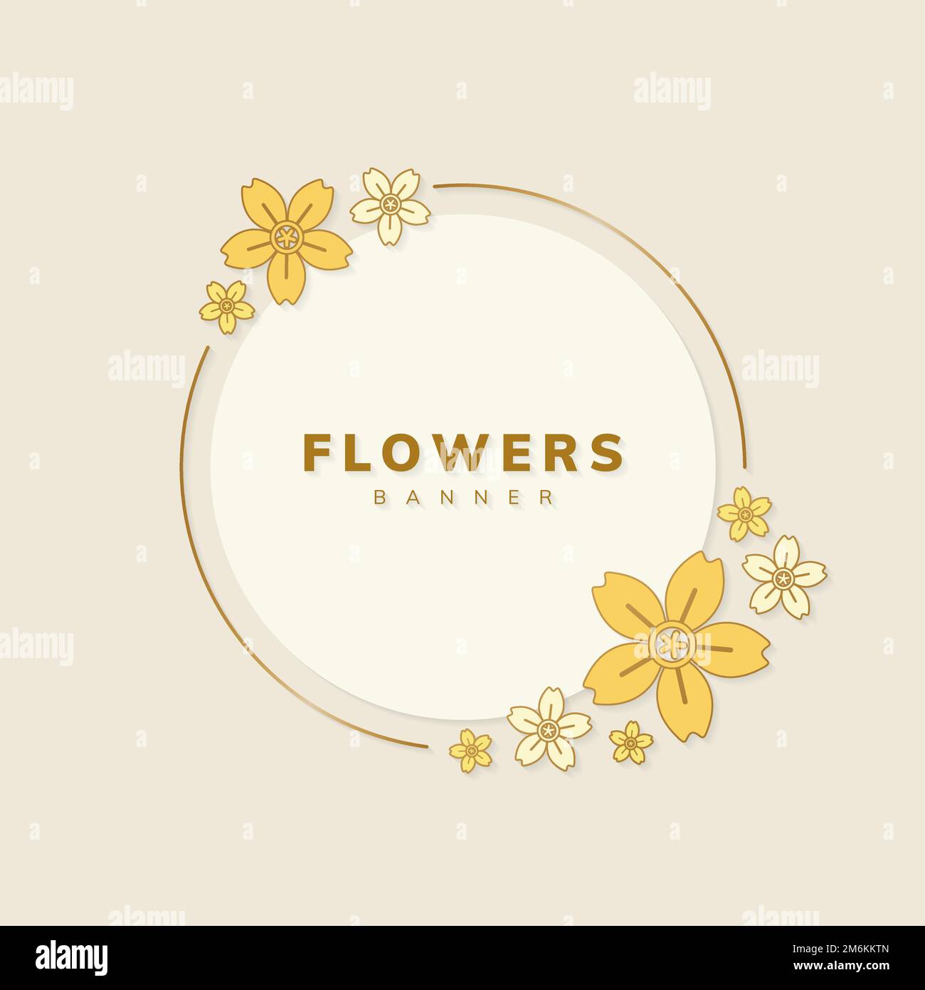 Round spring flower badge vector Stock Vector