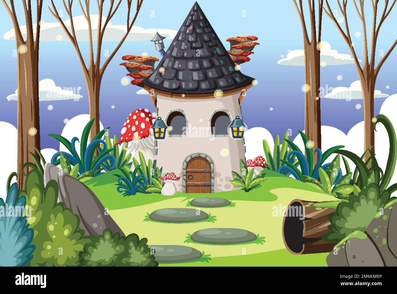 Fairytale house in forest scene illustration Stock Vector Image & Art ...