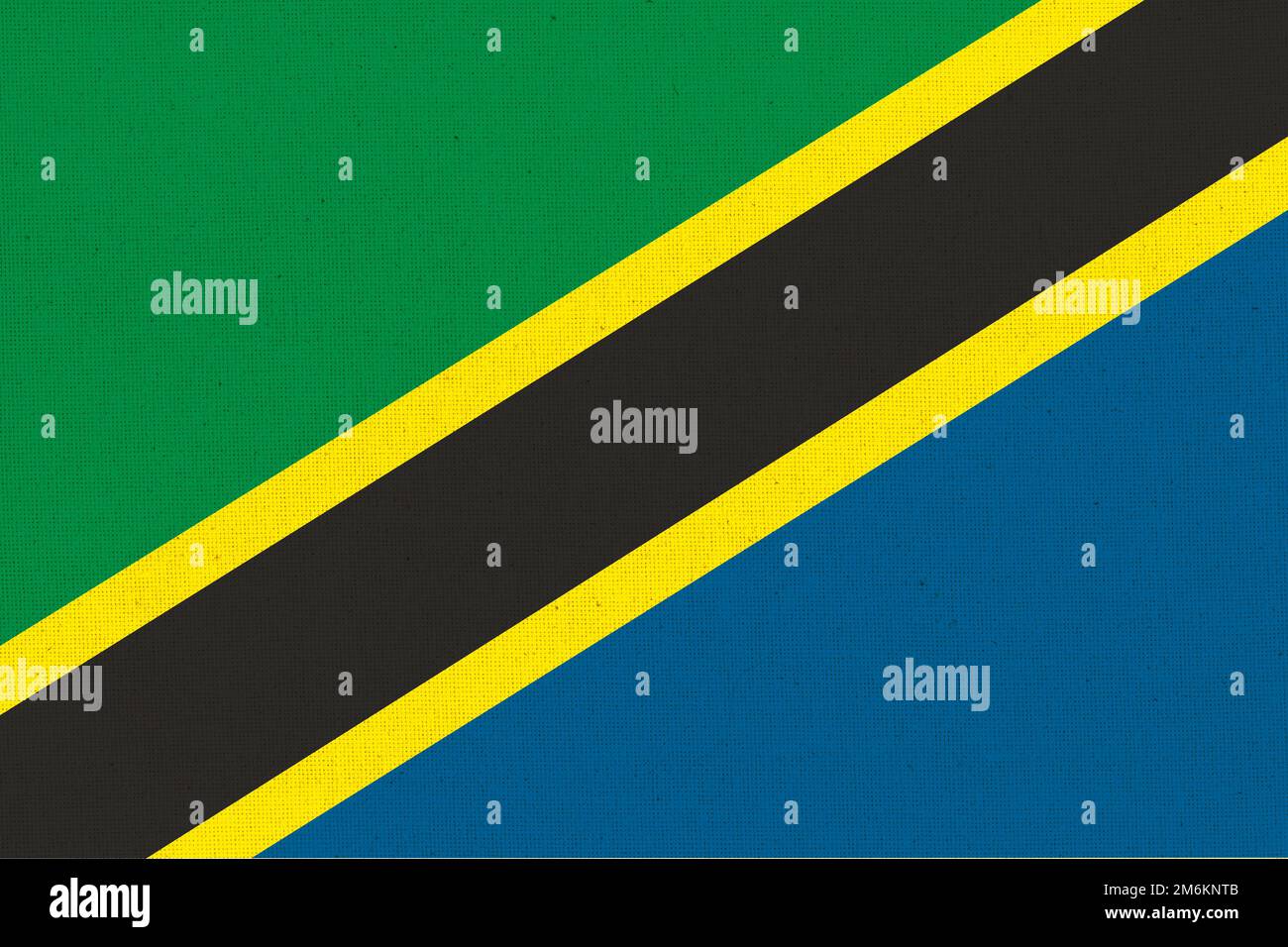 Flag of Tanzania. Tanzanian flag on fabric surface. Fabric texture