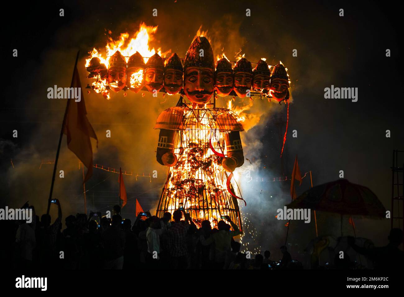 Ravan Dahan, according to Hindu culture, Effigies of Ravana are burned