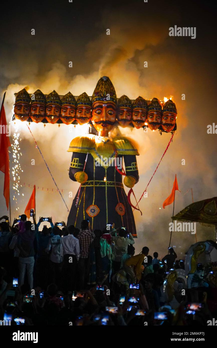 Ravan Dahan, according to Hindu culture, Effigies of Ravana are burned