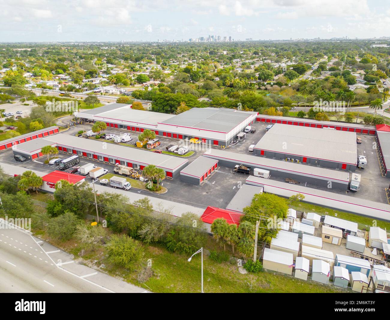 Davie, FL, USA January 3, 2022 Aerial photo of a Cubesmart storage