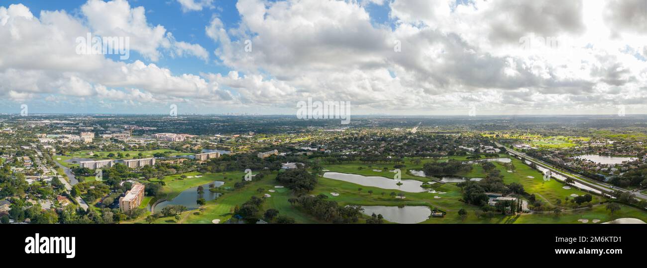 Davie, FL, USA January 3, 2022 Aerial photo Grande Oaks Golf Club