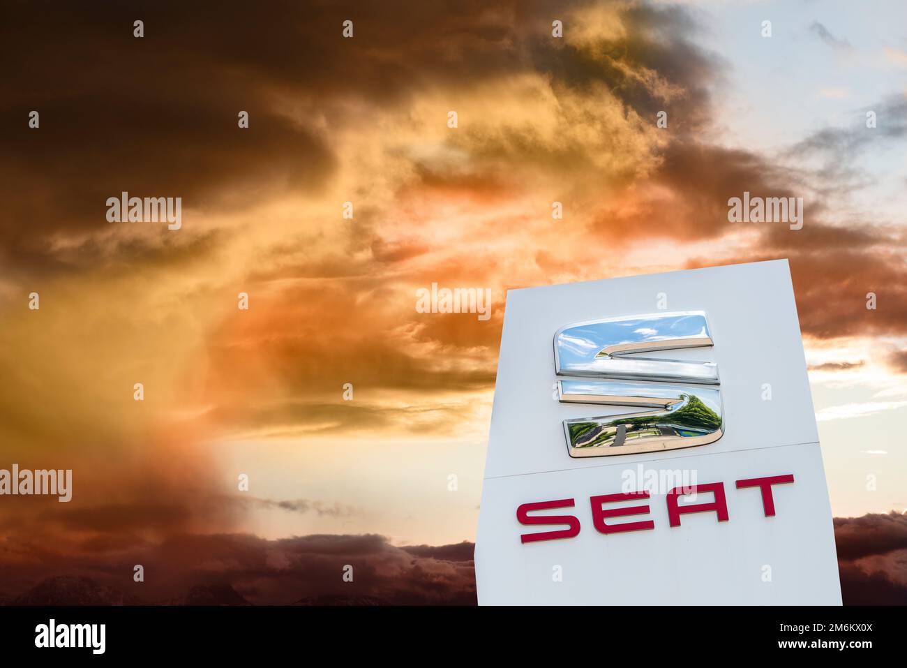 Advertising and company sign of the company SEAT Stock Photo Alamy