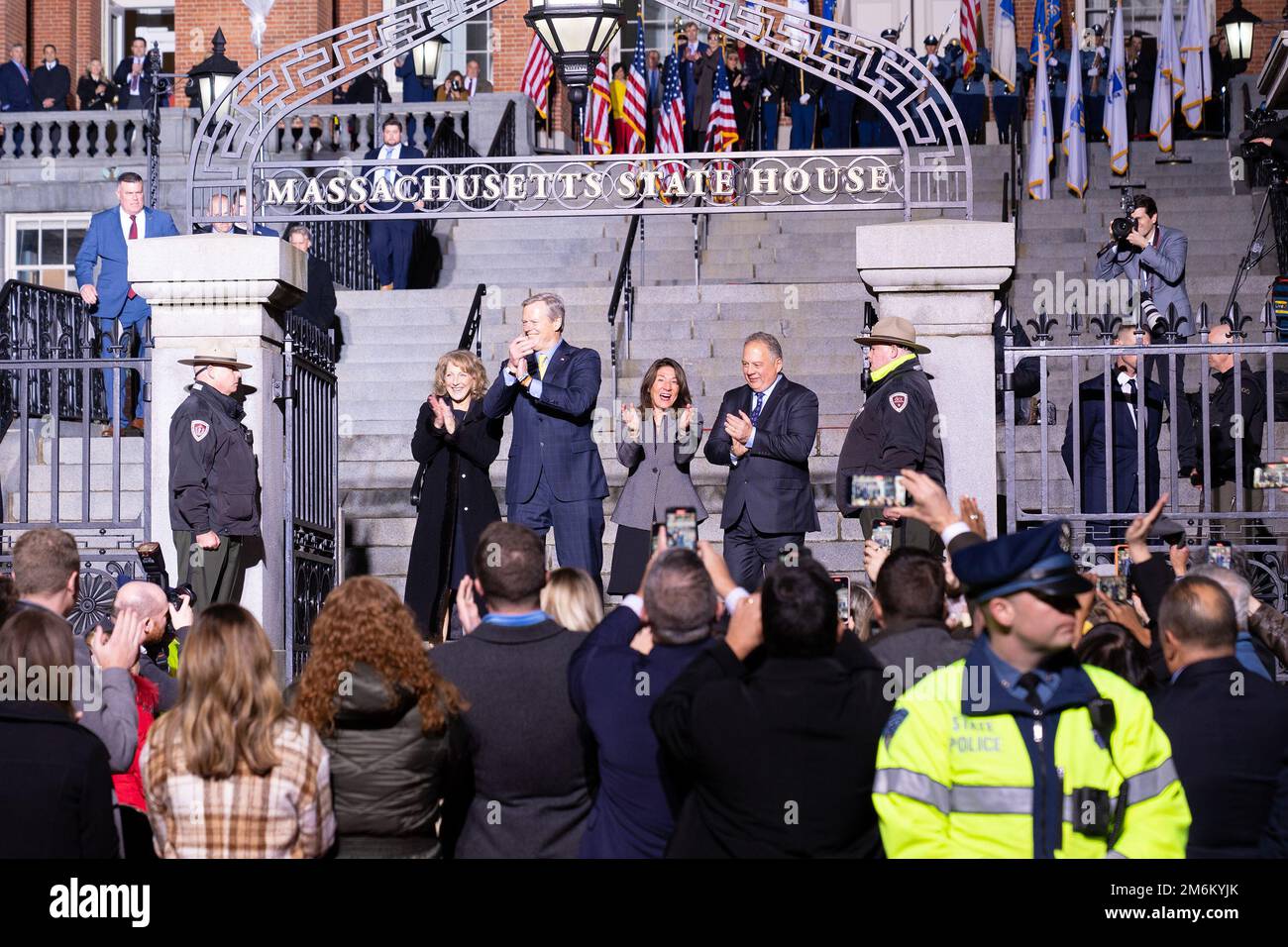 BOSTON, MA - JANUARY 4: Charlie Baker exits the Massachusetts Statehouse for the final time as Governor on January 4, 2023 in Boston, Massachusetts. Credit: Katy Rogers/MediaPunch Stock Photo