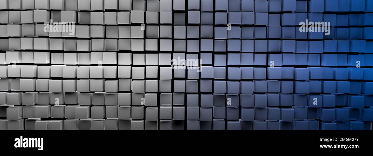 Abstract blue and white colored cube background banner Stock Photo