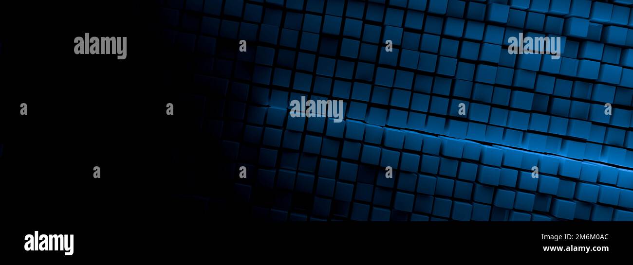 Abstract blue colored cube background banner Stock Photo