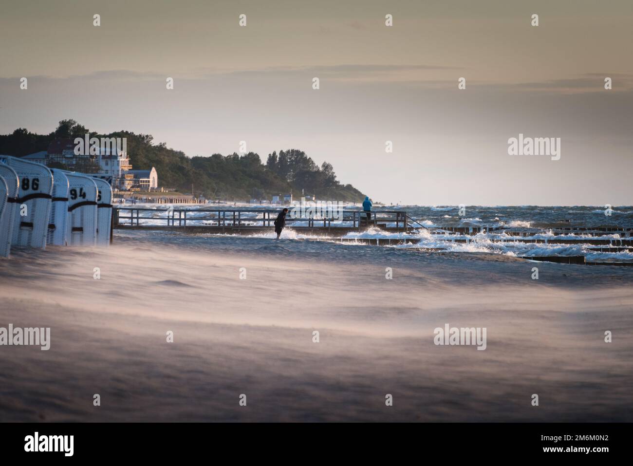 Thunderstorm over Baltic sea in a windy summer evening. Stock Photo