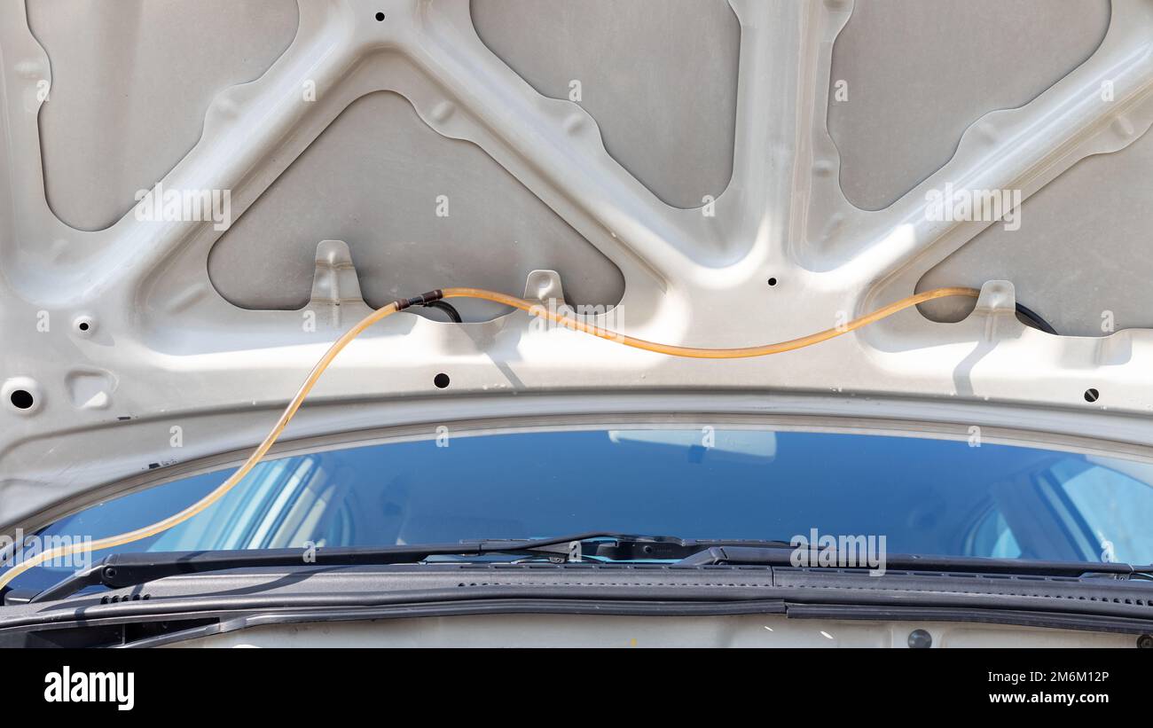 Car hood underneath closeup view Stock Photo Alamy