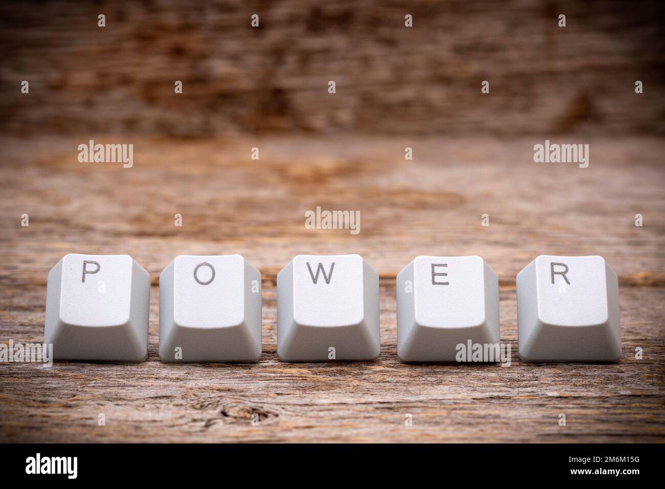 Computer keyboard keys arranged to spell POWER word Stock Photo Alamy