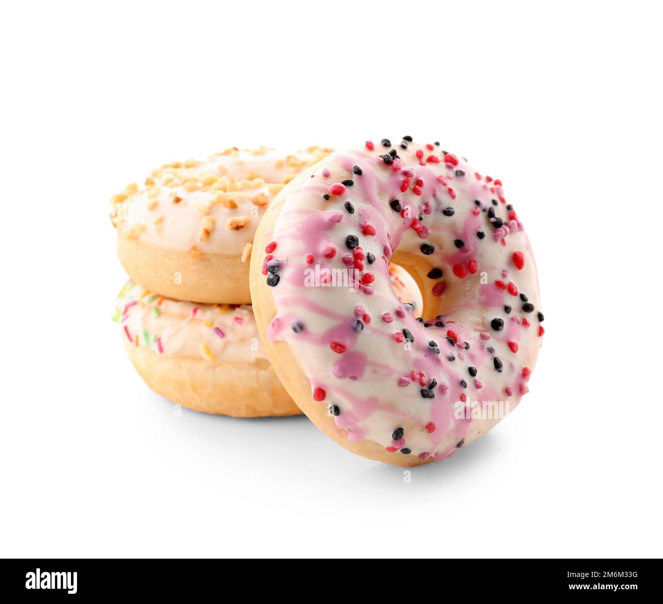 Sweet glazed donuts isolated on white background Stock Photo - Alamy