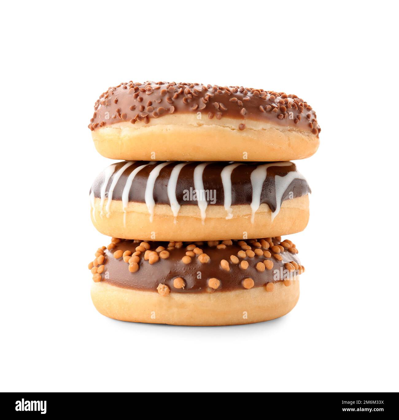Stack of sweet donuts on white background Stock Photo - Alamy