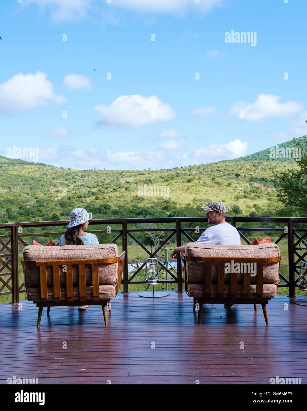 South Africa Kwazulu natal, luxury safari lodge in the bush of a Game ...