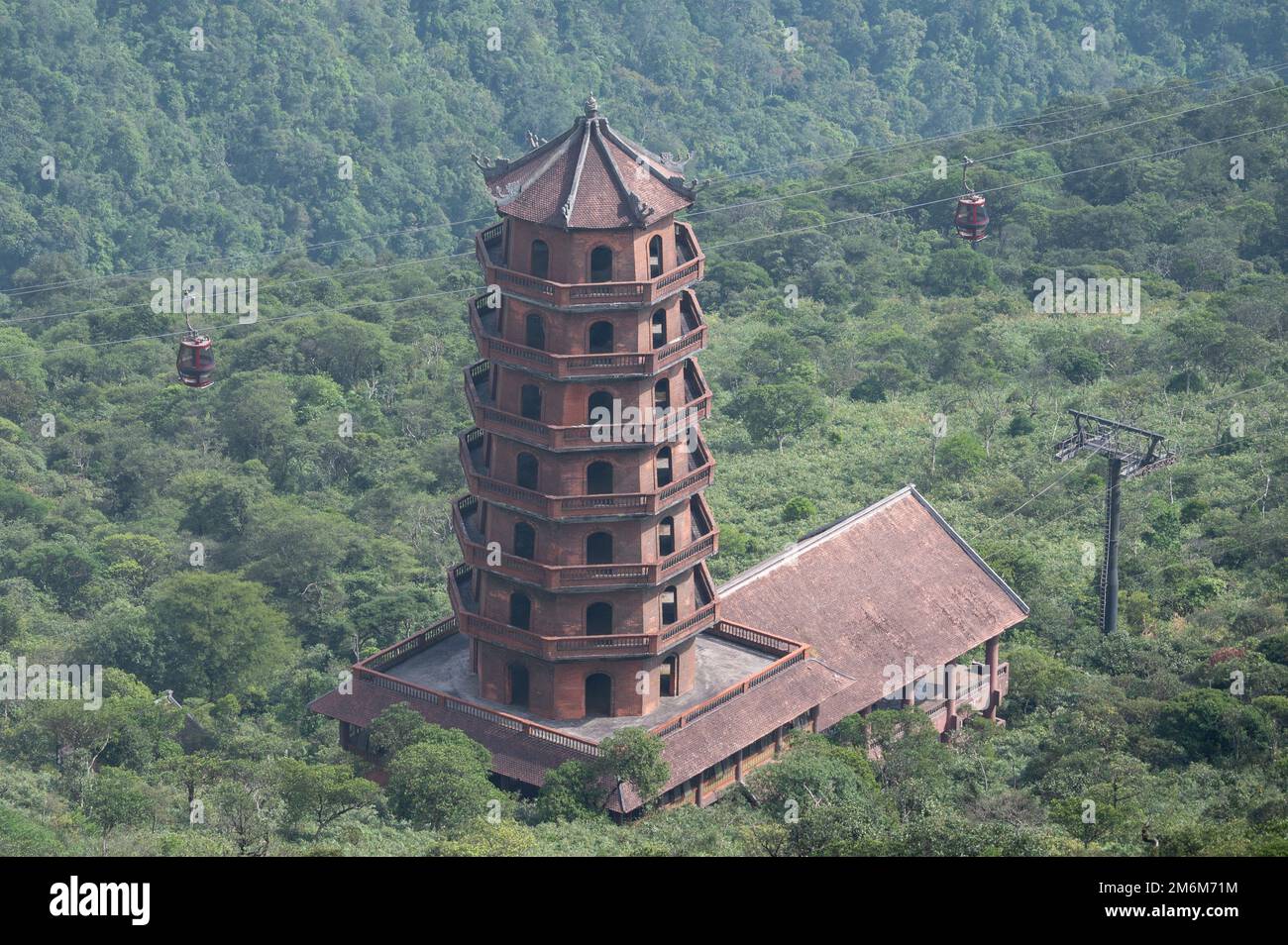 Uong Bi, Vietnam. 17th Nov, 2022. A cable car station at the top of Yen