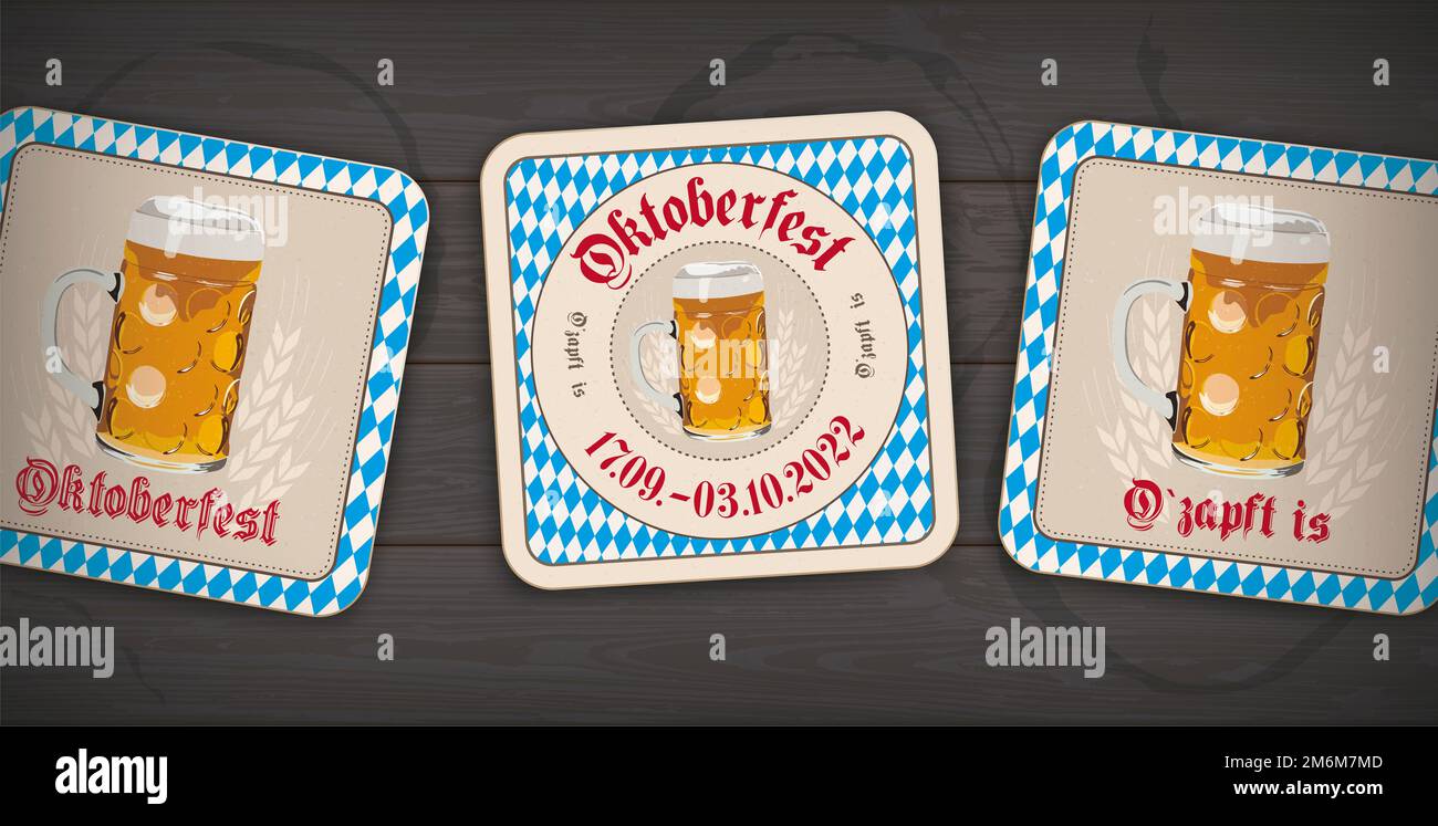 Dark Wooden Beer Coasters Oktoberfest 2022 Stock Photo Alamy
