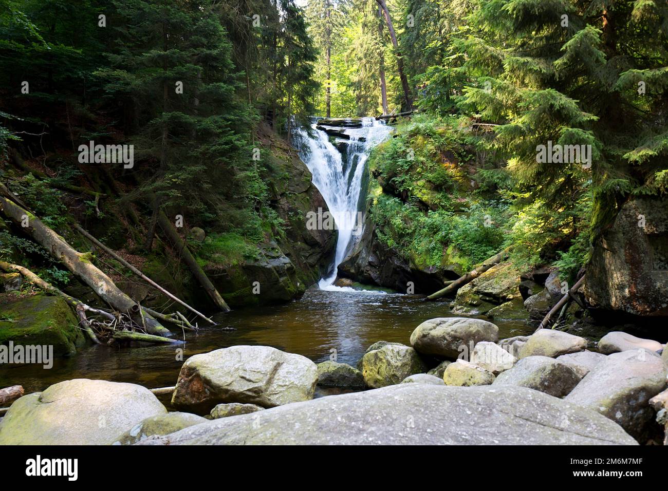 Szklarka Waterfall in the Karkonosze Mountains in Poland Stock Photo