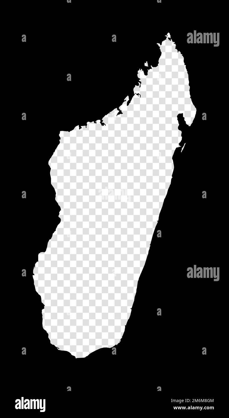 Stencil map of Madagascar. Simple and minimal transparent map of Madagascar. Black rectangle with cut shape of the country. Radiant vector illustratio Stock Vector
